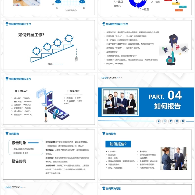 蓝色商务风班组长管理能力培训PPT模板