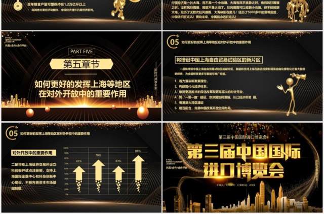 商务黑金第三届中国国际博览会进博会PPT模板 商务黑金第三届中国国际博览会进博会PPT模板
