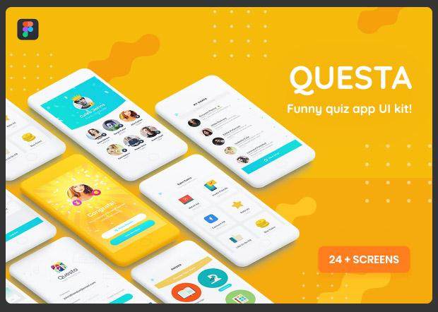 测试用户界面工具包应用程序Questa - Quizz app UI Kit