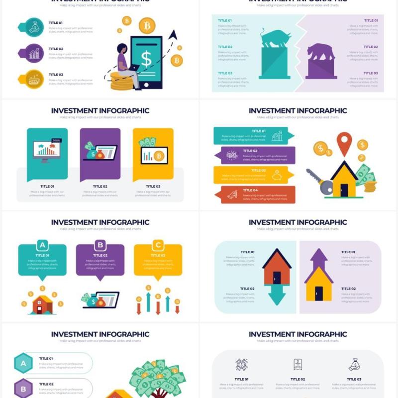 创意插画金融投资理财PPT信息图形素材Investment Powerpoint Infographics