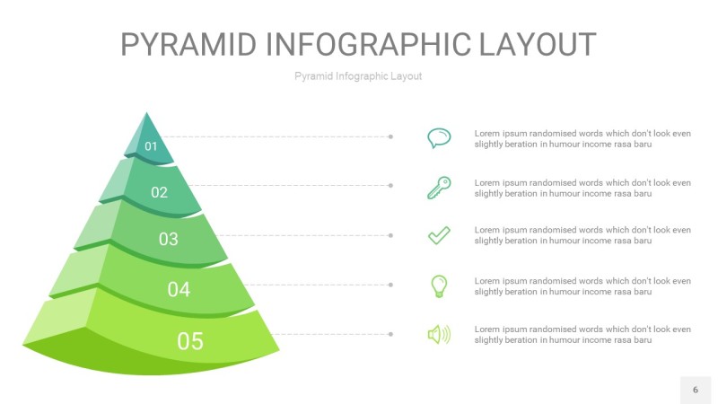 浅绿色3D金字塔PPT信息图表6