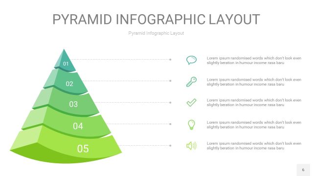 浅绿色3D金字塔PPT信息图表6