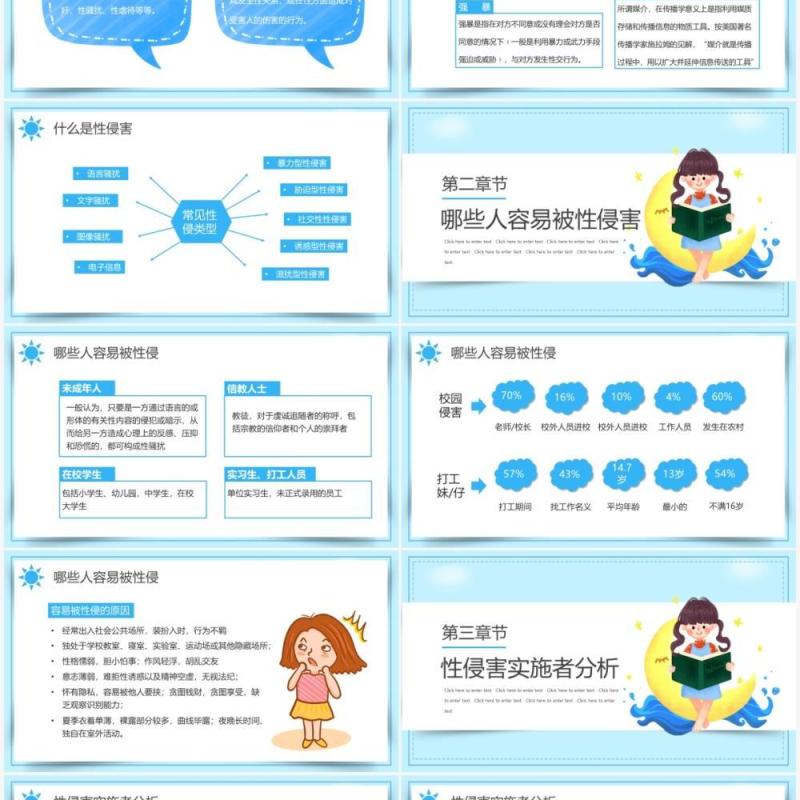 蓝色卡通可爱预防性侵害安全教育PPT动态模板