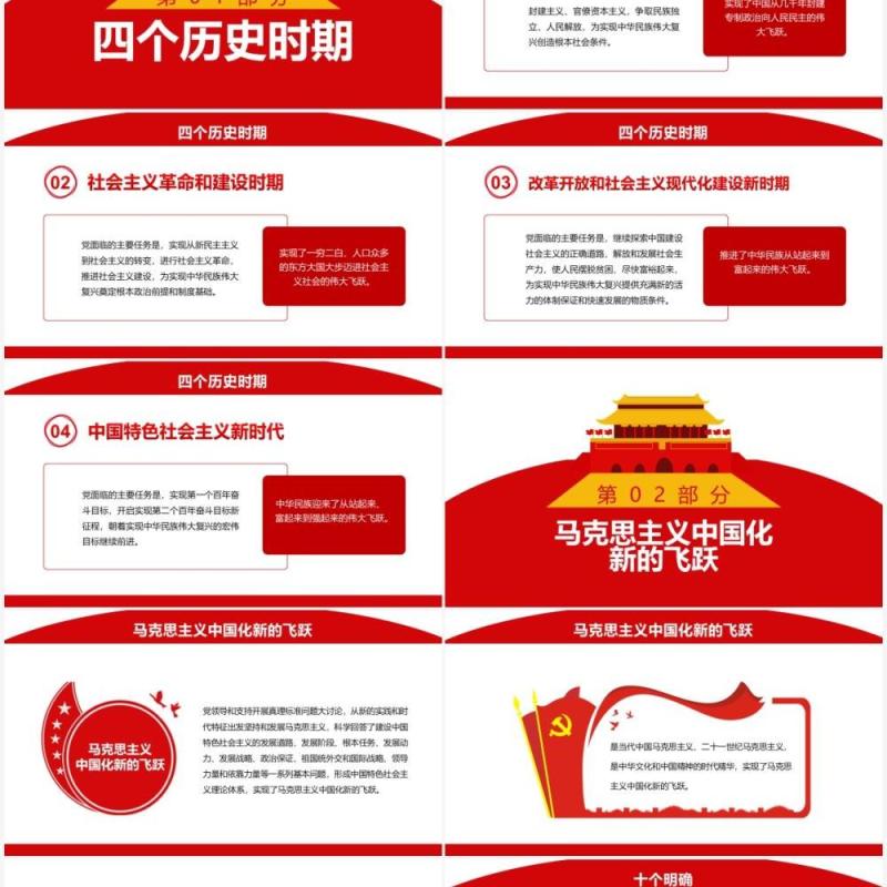 红色简约第三个历史决议学什么怎么学PPT模板