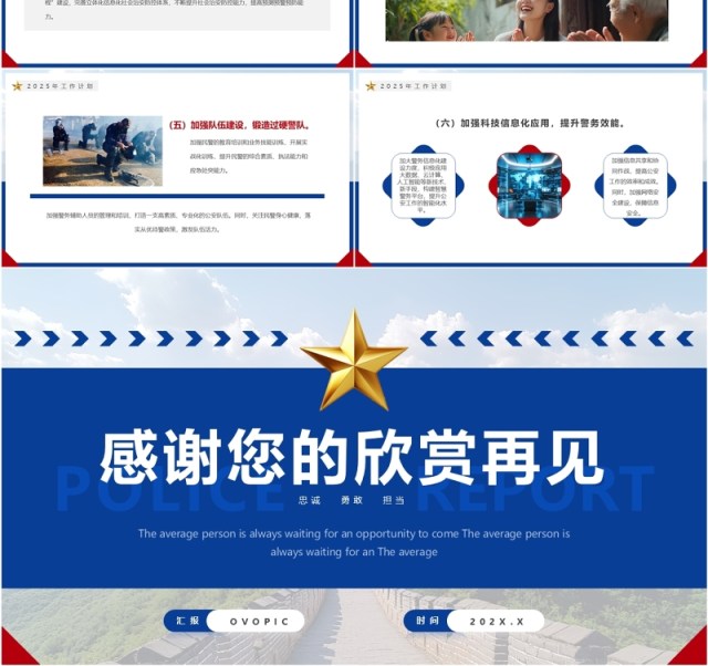 蓝色简约风2025公安部门年终总结PPT模板 蓝色简约风2025公安部门年终总结PPT模板
