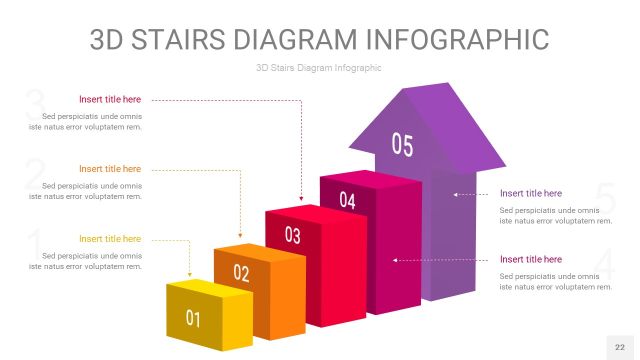 多色3D阶梯PPT图表22