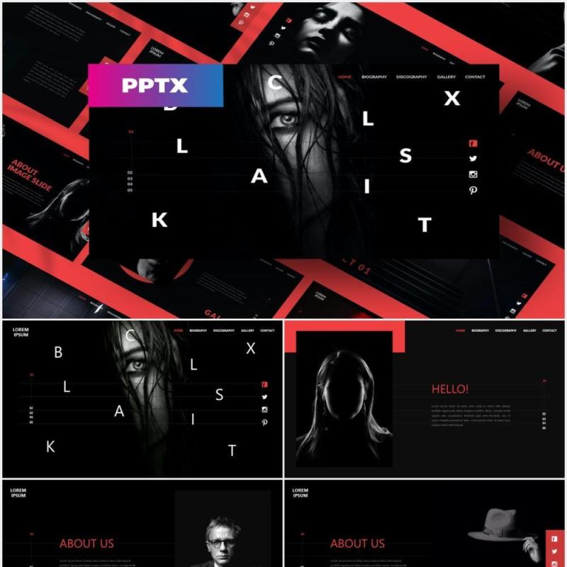 黑色个性图片展示PPT模板Black - Powerpoint Template
