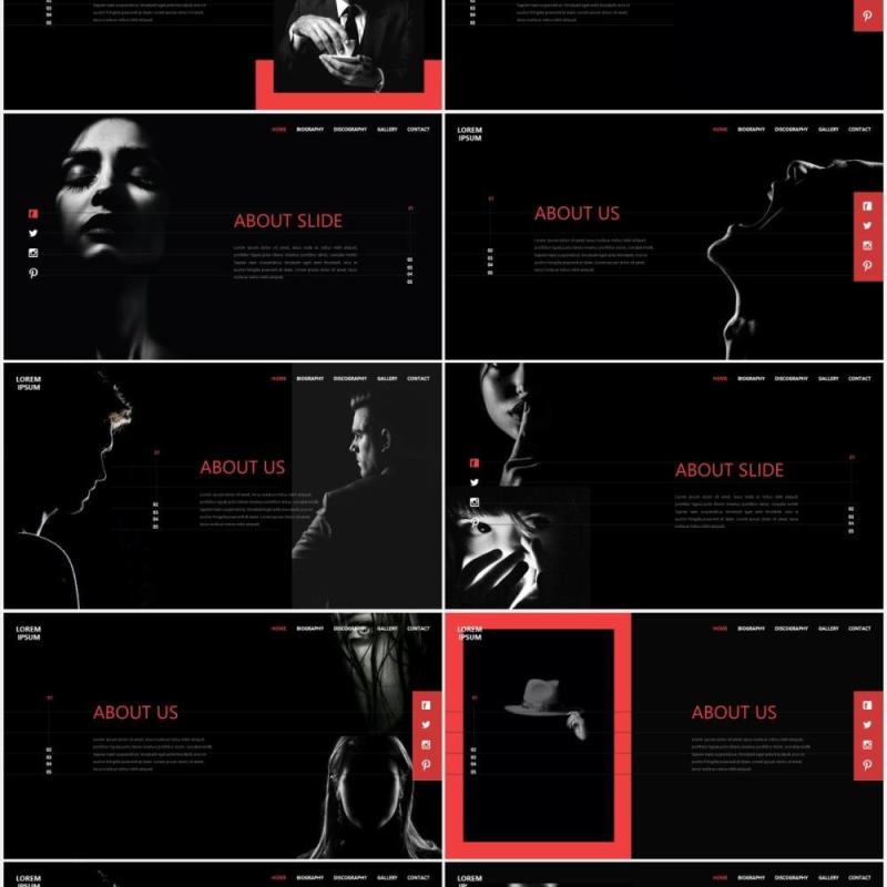 黑色个性图片展示PPT模板Black - Powerpoint Template