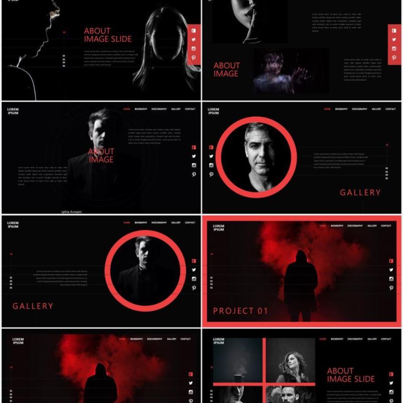 黑色个性图片展示PPT模板Black - Powerpoint Template