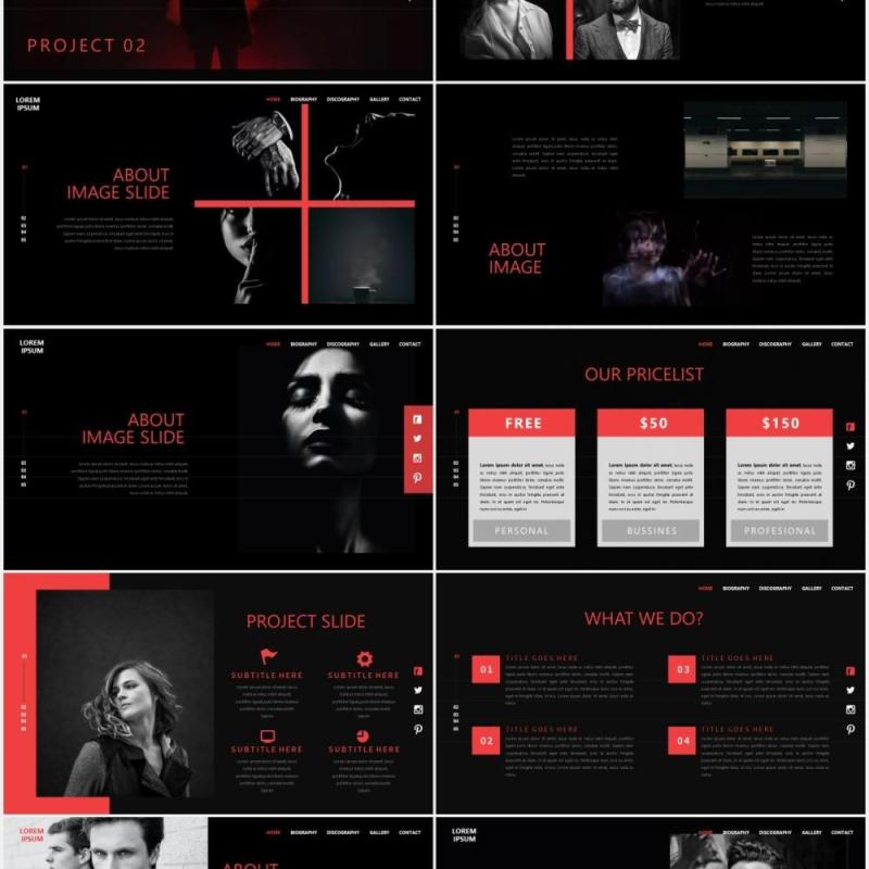 黑色个性图片展示PPT模板Black - Powerpoint Template