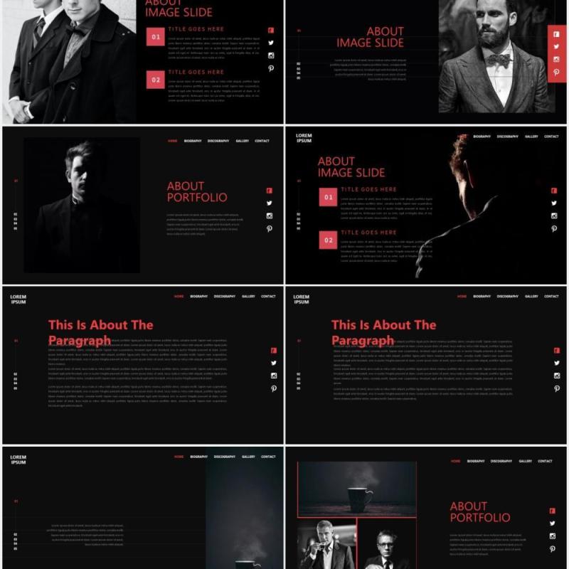 黑色个性图片展示PPT模板Black - Powerpoint Template