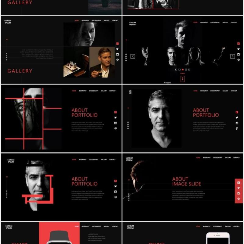 黑色个性图片展示PPT模板Black - Powerpoint Template