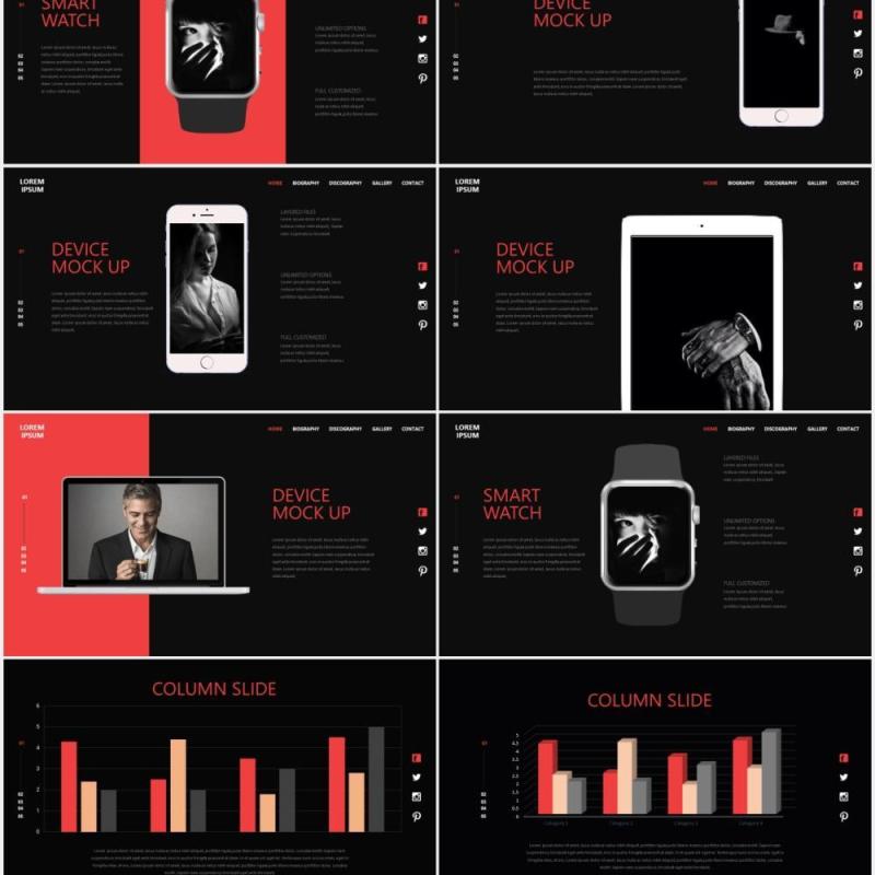 黑色个性图片展示PPT模板Black - Powerpoint Template