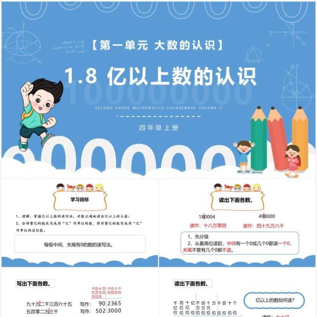 部编版四年级数学上册亿以上数的认识课件PPT模板 部编版四年级数学上册亿以上数的认识课件PPT模板