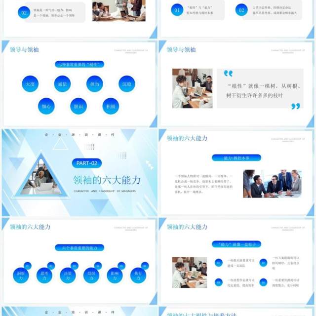 蓝色商务风管理者的性格与领导力PPT模板
