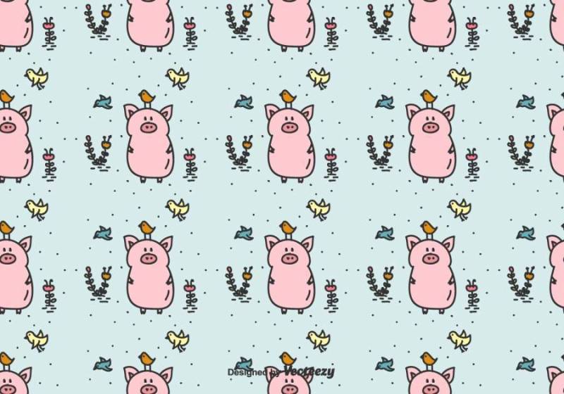 猪和鸟矢量模式