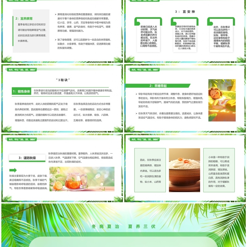 绿色清新风末伏养生知识PPT模板