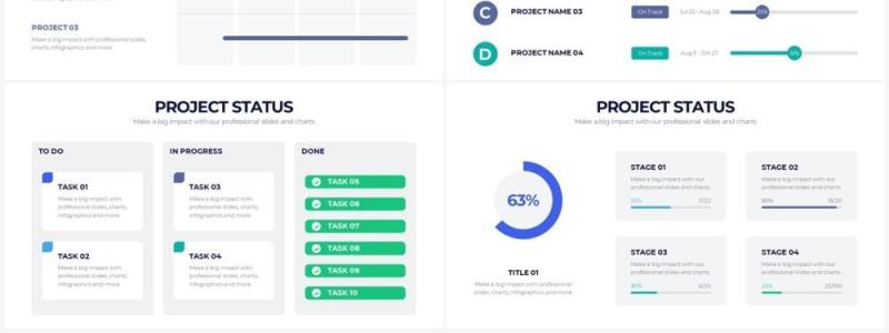 蓝色简约项目进度PPT甘特图信息图表素材Project Status Powerpoint Infographics