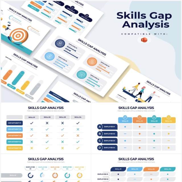 多彩创意企业员工技能差距分析PPT信息图表素材Skills Gap Analysis Powerpoint Infographics