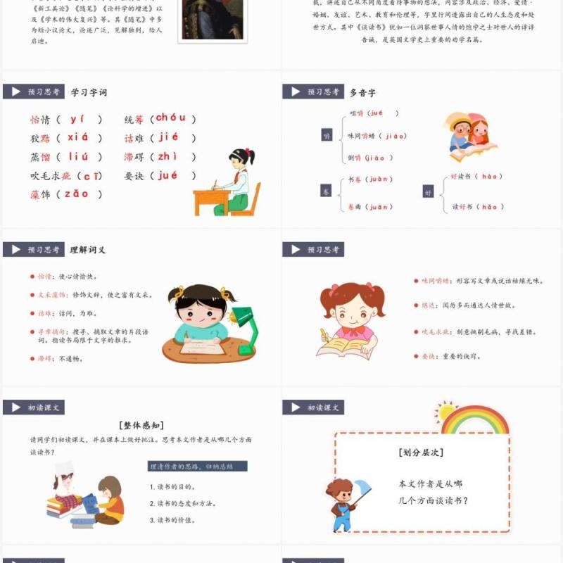 部编版九年级语文下册谈读书课件PPT模板