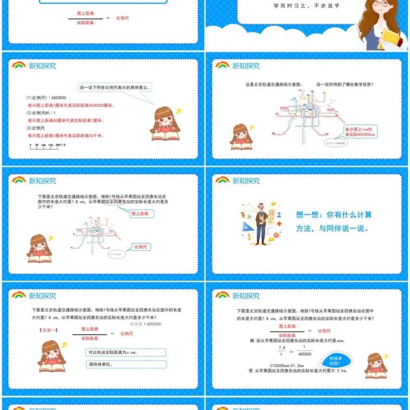 部编版六年级数学下册比例尺的应用课件PPT模板