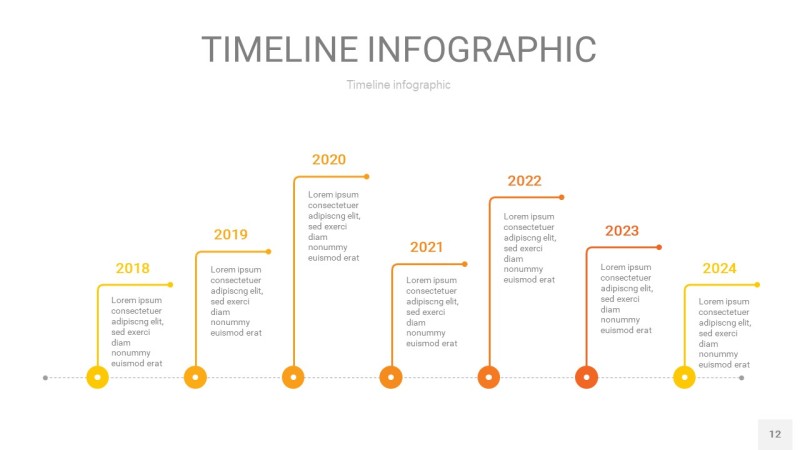 黄色时间轴PPT信息图12