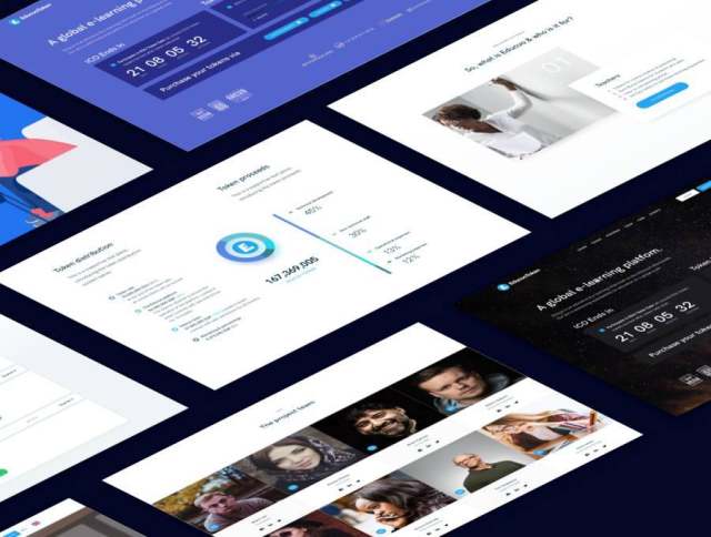 Crypto Light＆Dark Landing UI套件和设计系统。，Educuo ICO UI套件