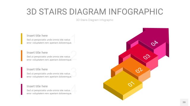 多色3D阶梯PPT图表20