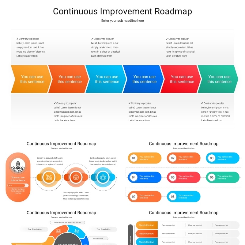 企业持续改进产品规划路线图信息图PPT模板Continuous Improvement Roadmap