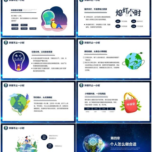 蓝色简约卡通地球一小时教育培训PPT模板 蓝色简约卡通地球一小时教育培训PPT模板
