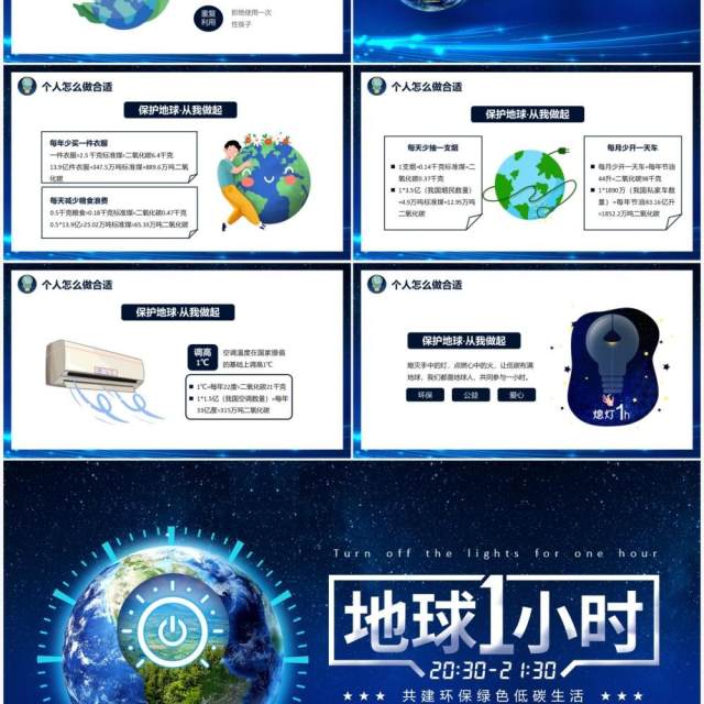 蓝色简约卡通地球一小时教育培训PPT模板 蓝色简约卡通地球一小时教育培训PPT模板