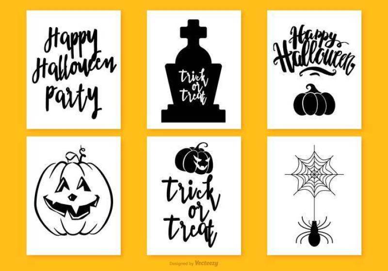 可爱的万圣节迷你卡集合