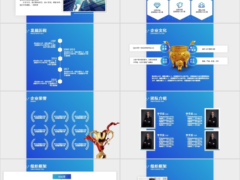简约商务蓝色大气公司简介ppt
