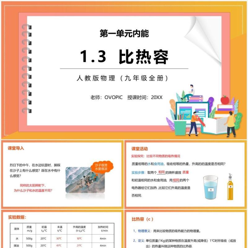 部编版九年级物理比热容课件PPT模板