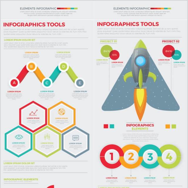 发布产品启动信息图形设计元素Launch Product Start-Up Infographic Design