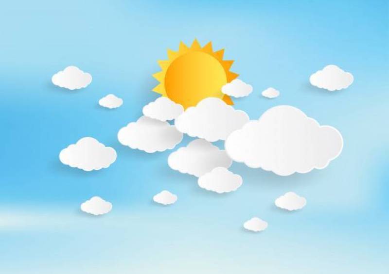 Blue sky and sun with clouds background