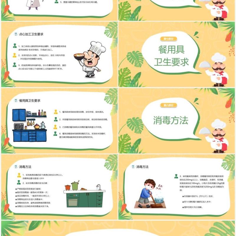 黄绿色活力卡通幼儿园厨师培训PPT模板