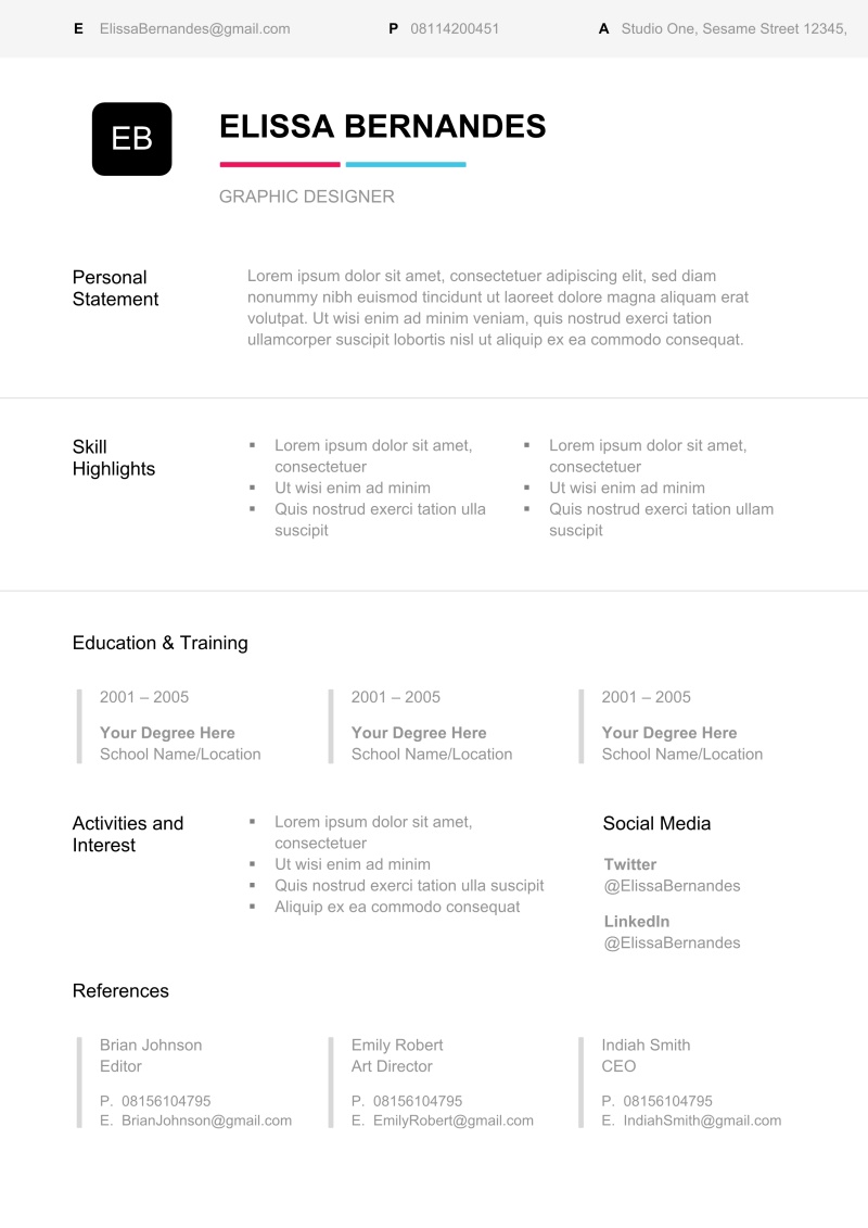 全英文外企求职英文个人简历WORD模板26