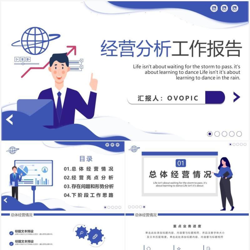 扁平风经营分析工作报告动态PPT模板