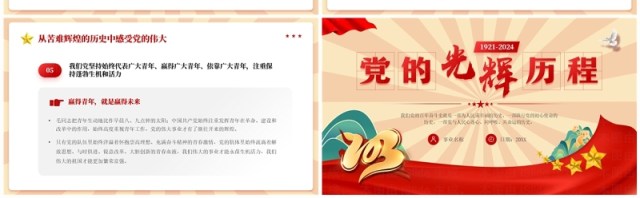 红色党政风中国共产党光辉历程PPT模板 红色党政风中国共产党光辉历程PPT模板