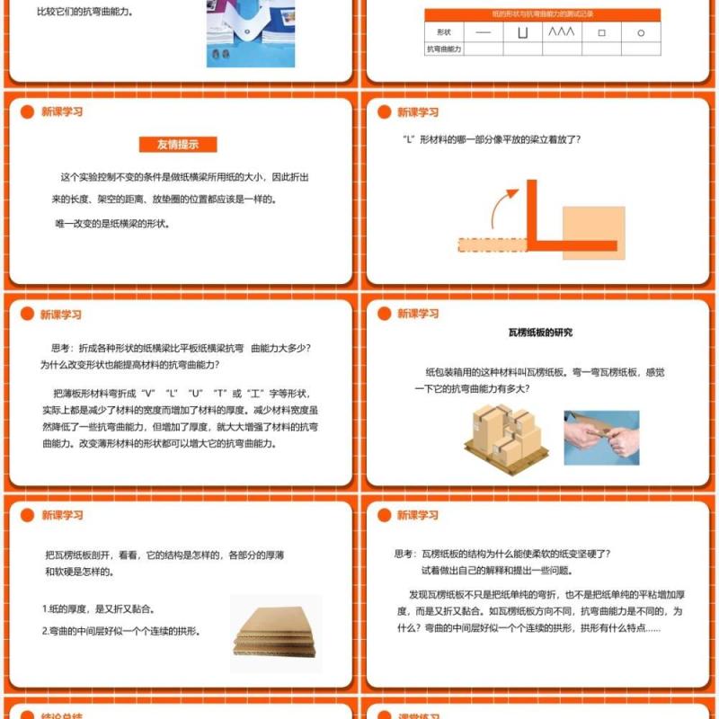 教科版六年级科学上册形状与抗弯曲能力PPT模板