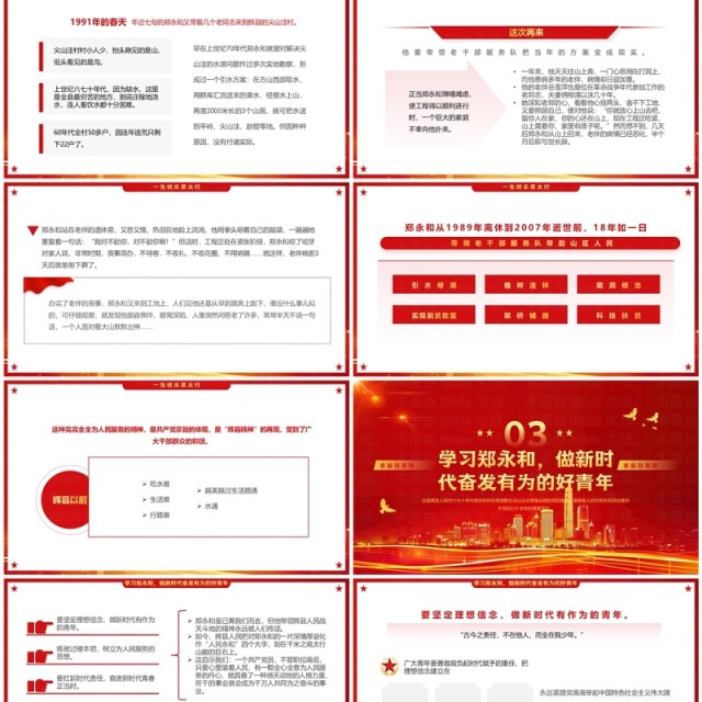红金简约风先进人物郑永和介绍PPT模板 红金简约风先进人物郑永和介绍PPT模板