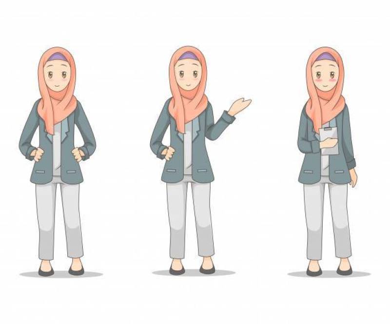 戴hijab面纱的年轻女商人