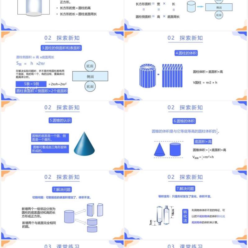 部编版六年级数学下册圆柱与圆锥课件PPT模板