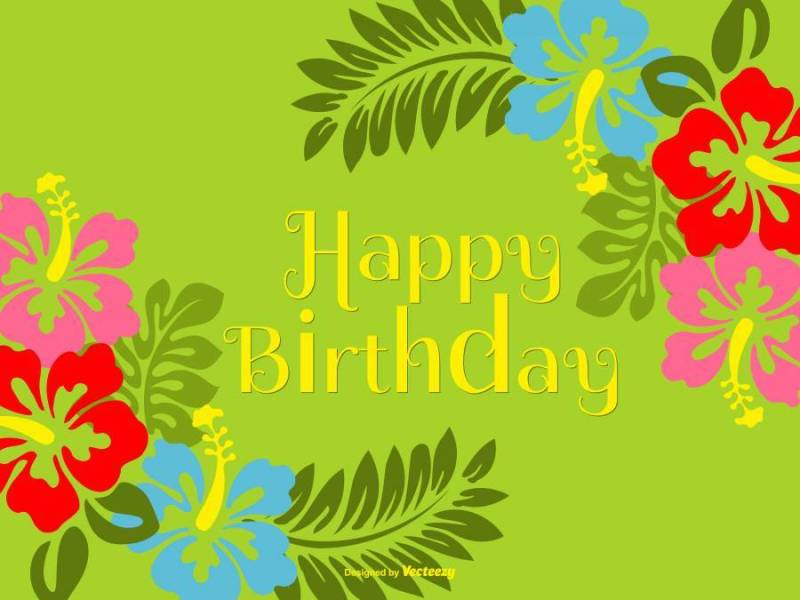 五颜六色的玻利尼西亚风格生日快乐图
