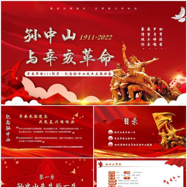 红色简约孙中山与辛亥革命主题班会PPT模板 红色简约孙中山与辛亥革命主题班会PPT模板