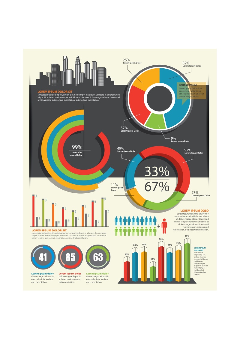 信息图形和图表设计元素向量集16