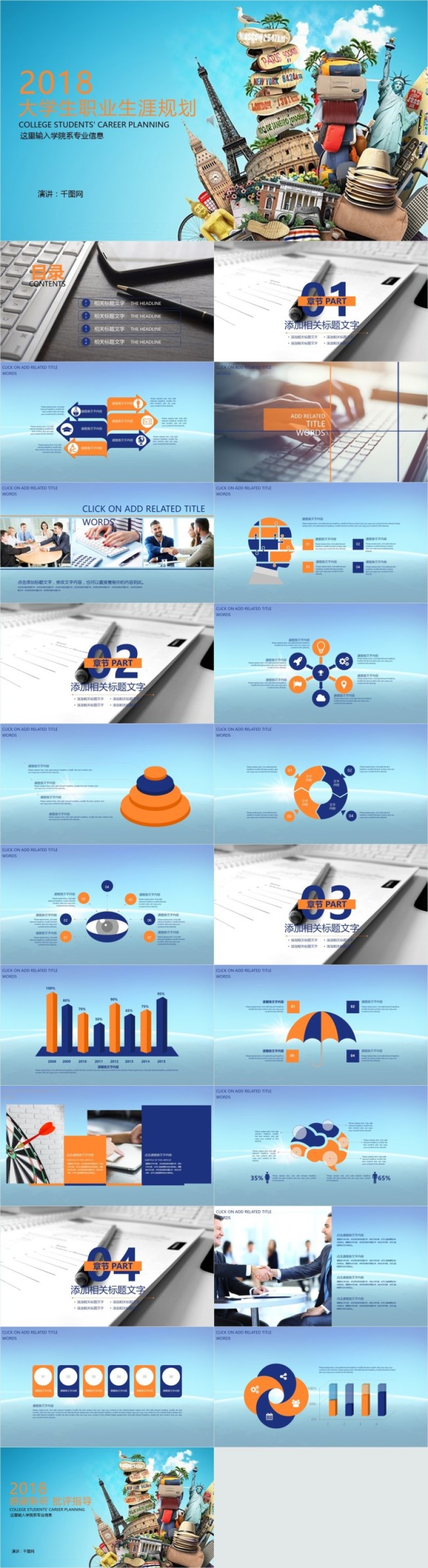 2018大学生职业生涯规划PPT模板