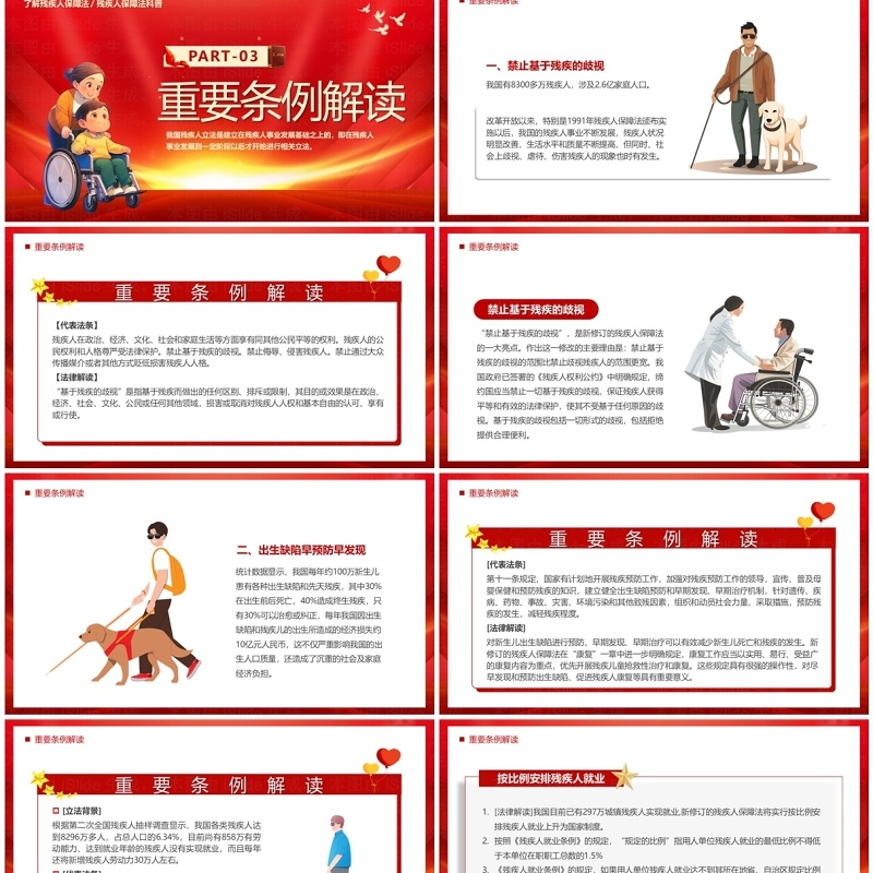 红色中华人民共和国残疾人保障法PPT模板