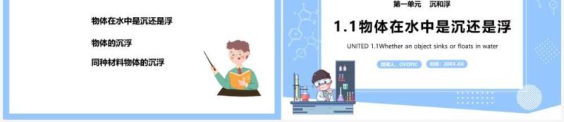 教科版五年级科学下册物体在水中是沉还是浮课件PPT模板